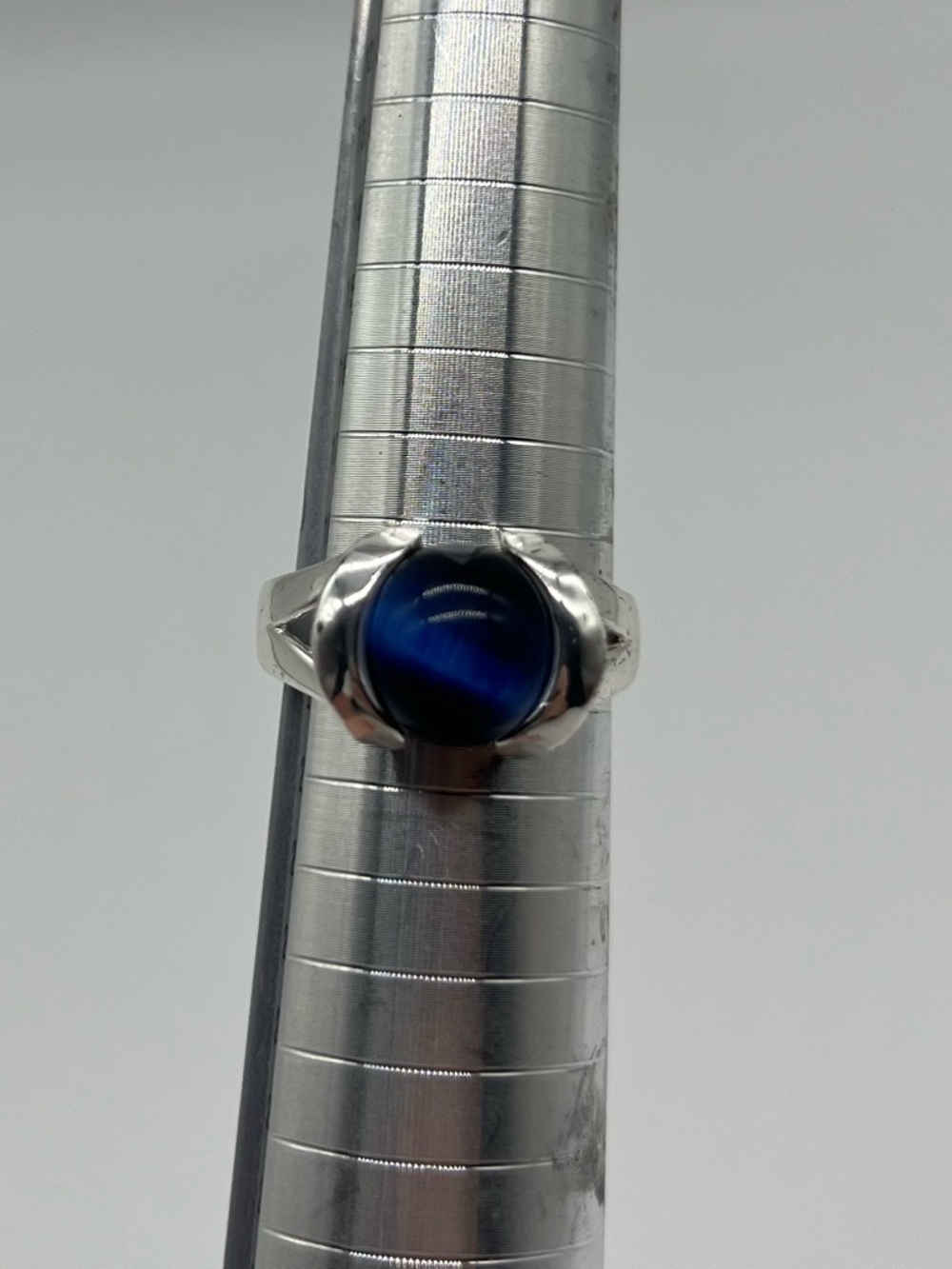 Sterling Silver 925 Ring with Deep Blue Cabochon marble size 9